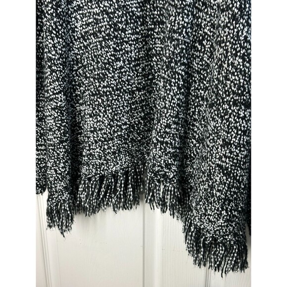 Ruby Rd. Women's Open Front Cardigan Size 3X Black White Marled with Fringe - Picture 10 of 10